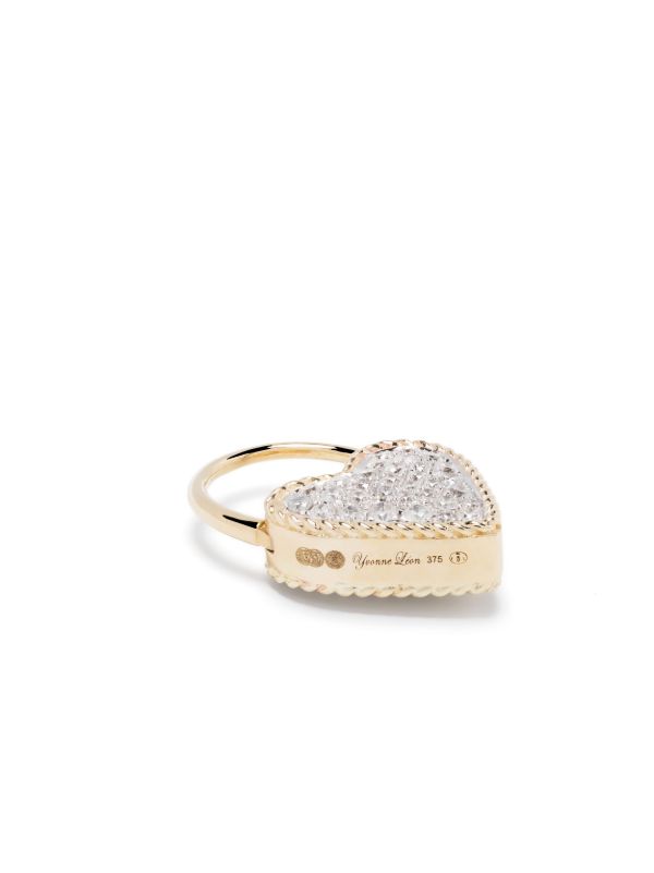 Browns Yvonne Léon 9K Yellow Gold Creole Cadenas Coeur Diamond Single Drop Earring | Browns Earrings