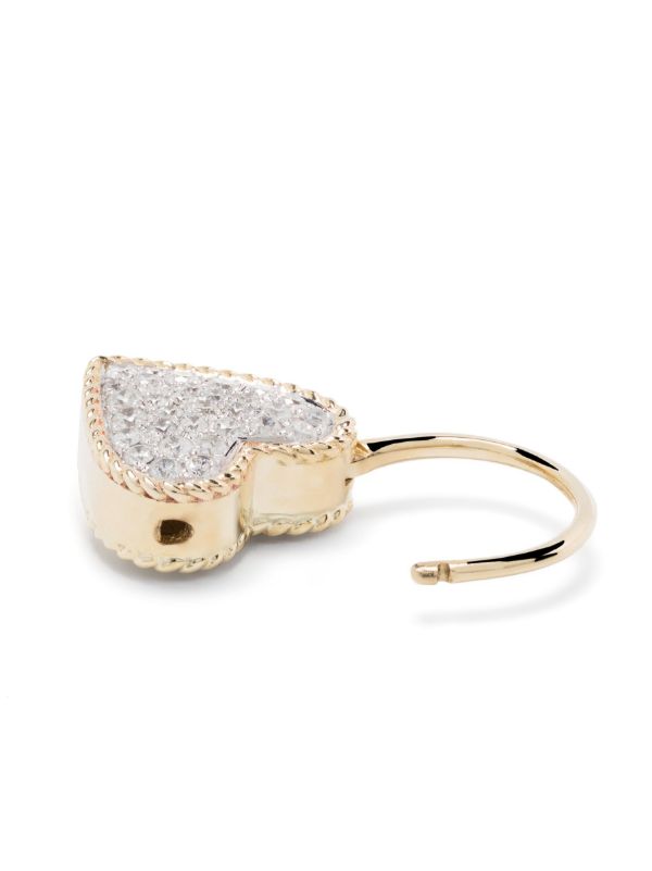 Browns Yvonne Léon 9K Yellow Gold Creole Cadenas Coeur Diamond Single Drop Earring | Browns Earrings