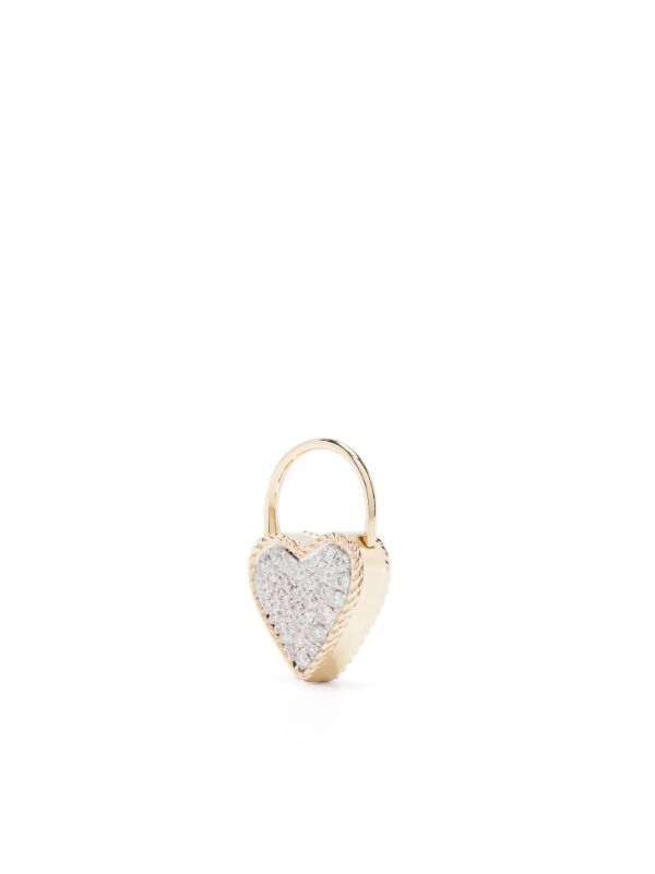 browns Yvonne Léon 9K yellow gold Creole Cadenas Coeur diamond single drop earring | Browns Earrings