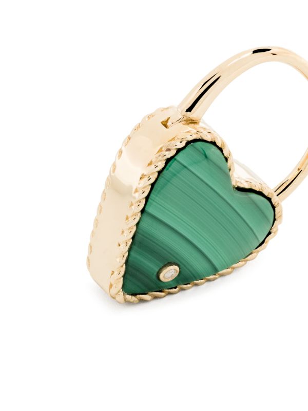 Browns Yvonne Léon 9K Yellow Gold Creole Cadenas Coeur Malachite Single Drop Earring | Browns Earrings