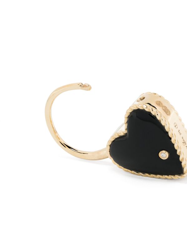 Browns Yvonne Léon 9K Yellow Gold Creole Cadenas Coeur Onyx Single Drop Earring | Browns Earrings