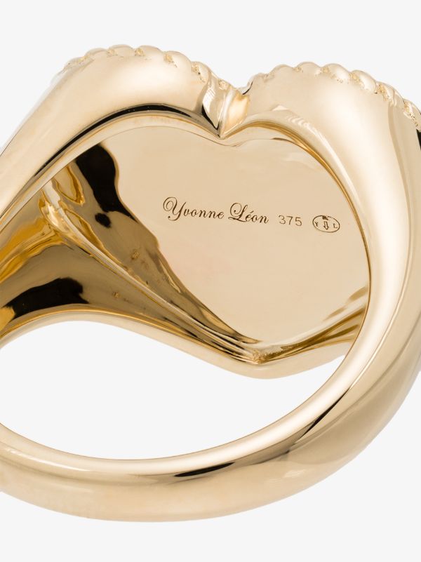 Browns Yvonne Léon 9K Yellow Gold Heart Diamond Signet Ring | Browns Fine Rings