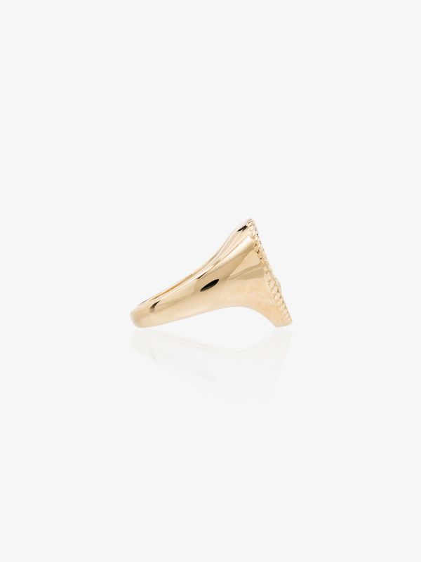 Browns Yvonne Léon 9K Yellow Gold Heart Diamond Signet Ring | Browns Fine Rings