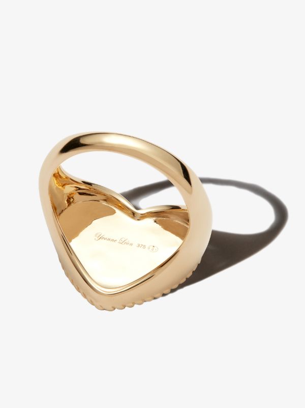 Browns Yvonne Léon 9K Yellow Gold Heart Diamond Signet Ring | Browns Fine Rings