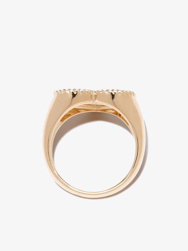 Browns Yvonne Léon 9K Yellow Gold Heart Pearl And Diamond Signet Ring | Browns Fine Rings