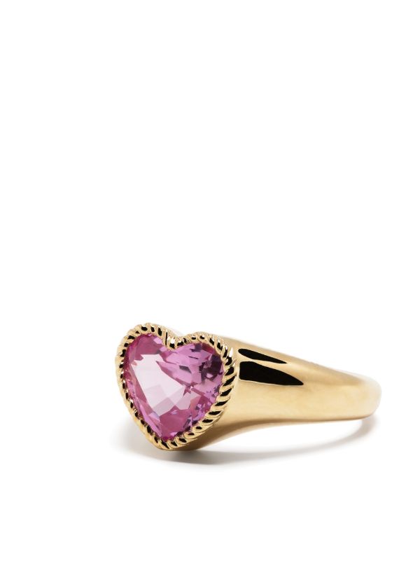 Browns Yvonne Léon 9K Yellow Gold Mini Coeur Crystal Ring | Browns Fine Rings
