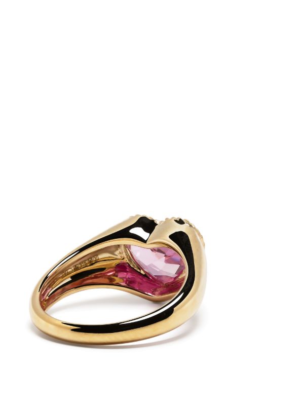 Browns Yvonne Léon 9K Yellow Gold Mini Coeur Crystal Ring | Browns Fine Rings
