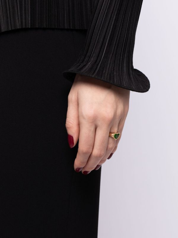 Browns Yvonne Léon 9K Yellow Gold Mini Cœur Crystal Ring | Browns Fine Rings