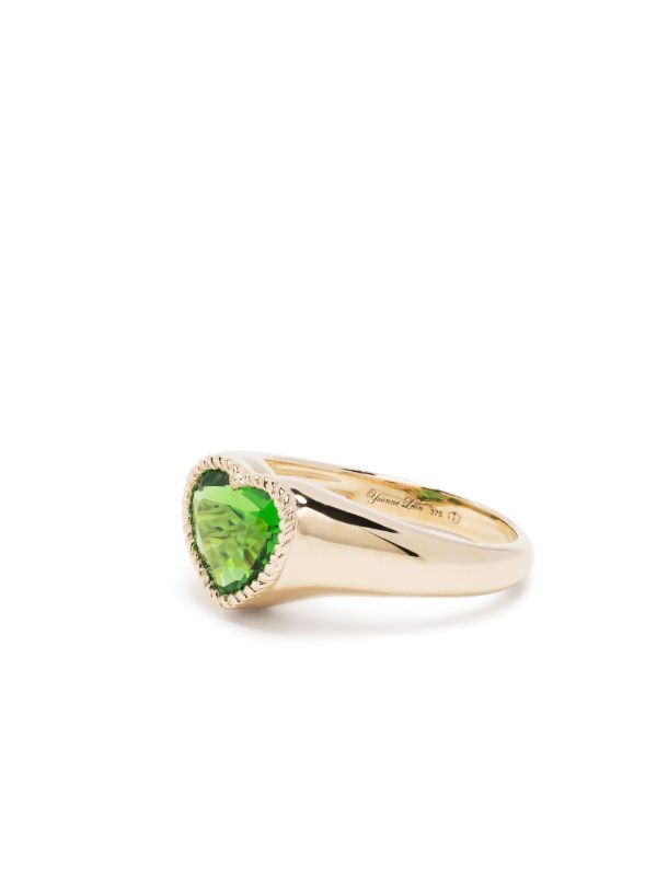 Browns Yvonne Léon 9K Yellow Gold Mini Cœur Crystal Ring | Browns Fine Rings