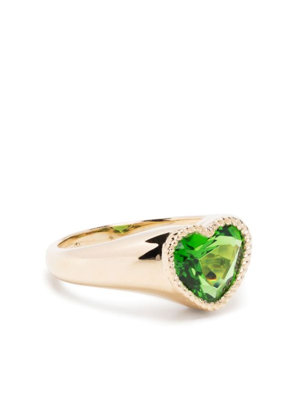 browns Yvonne Léon 9K yellow gold Mini Cœur crystal ring | Browns Fine Rings