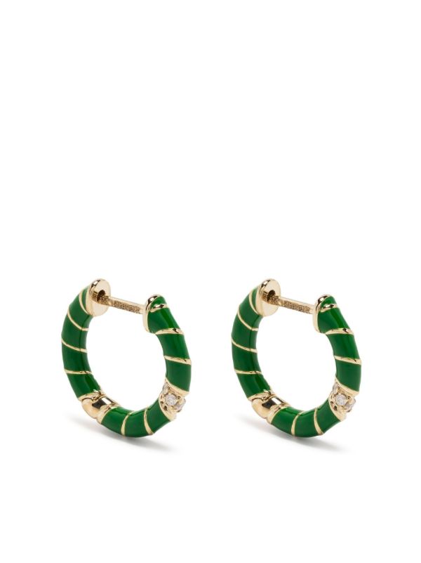 browns Yvonne Léon 9K yellow gold Mini Torsade diamond hoop earrings | Browns Earrings