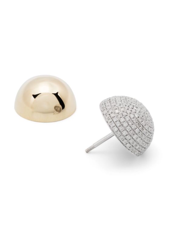 Browns Yvonne Léon 9K Yellow Gold Paire De Bo Boule Disco Diamond Earrings | Browns Earrings