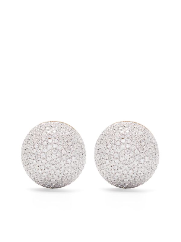 browns Yvonne Léon 9K yellow gold Paire De Bo Boule Disco diamond earrings | Browns Earrings