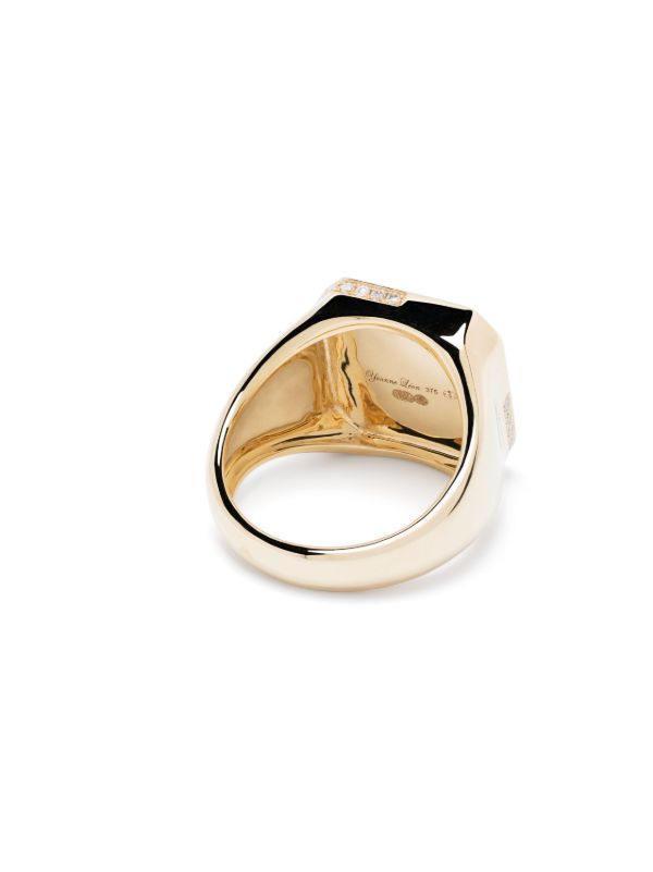 Browns Yvonne Léon 9K Yellow Gold Petit Damier Diamond And Malachite Ring | Browns Rings