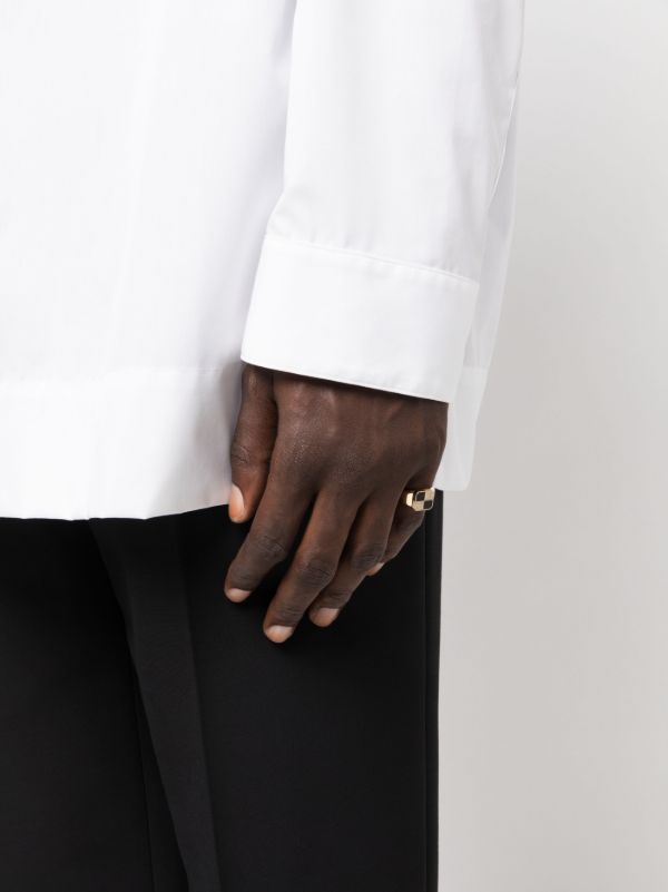 Browns Yvonne Léon 9K Yellow Gold Petit Damier Diamond And Onyx Ring | Browns Rings