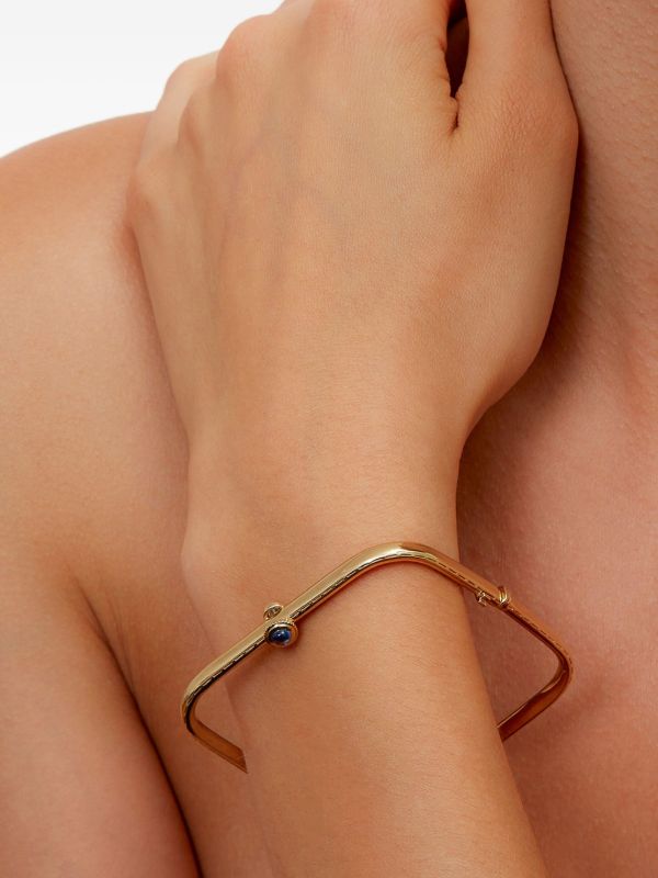 Browns Yvonne Léon 9kt Yellow Gold Jonc Gousset Diamond And Sapphire Bracelet | Browns Fine Bracelets