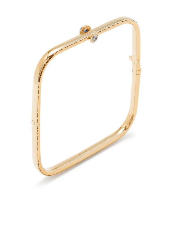 Browns Yvonne Léon 9kt Yellow Gold Jonc Gousset Diamond And Sapphire Bracelet | Browns Fine Bracelets