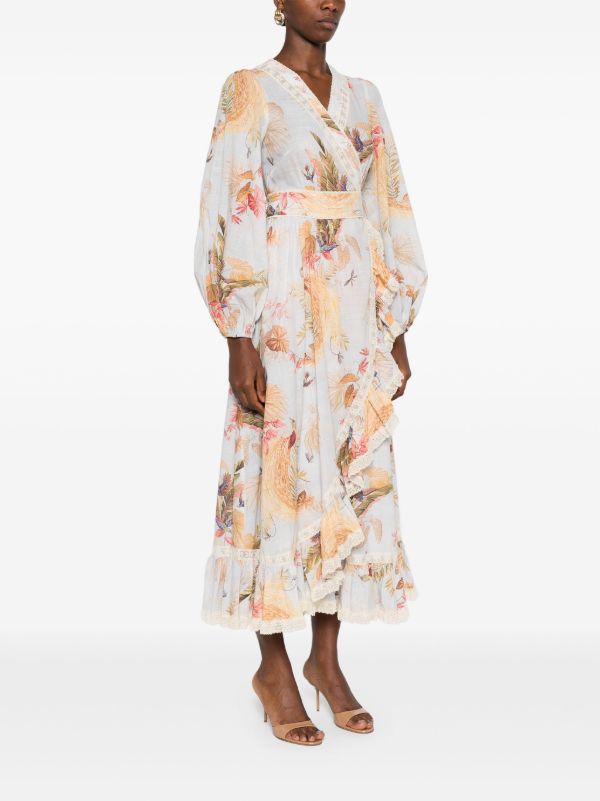 Browns ZIMMERMANN Ascension Frill Midi Dress | Browns Day Dresses