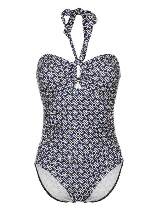 browns ZIMMERMANN Blue And White Chain Print Swimsuit | Browns One-Pieces