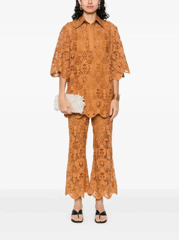 Browns ZIMMERMANN Coco Lace Flared Trousers | Browns Flared & Bell-Bottom Pants