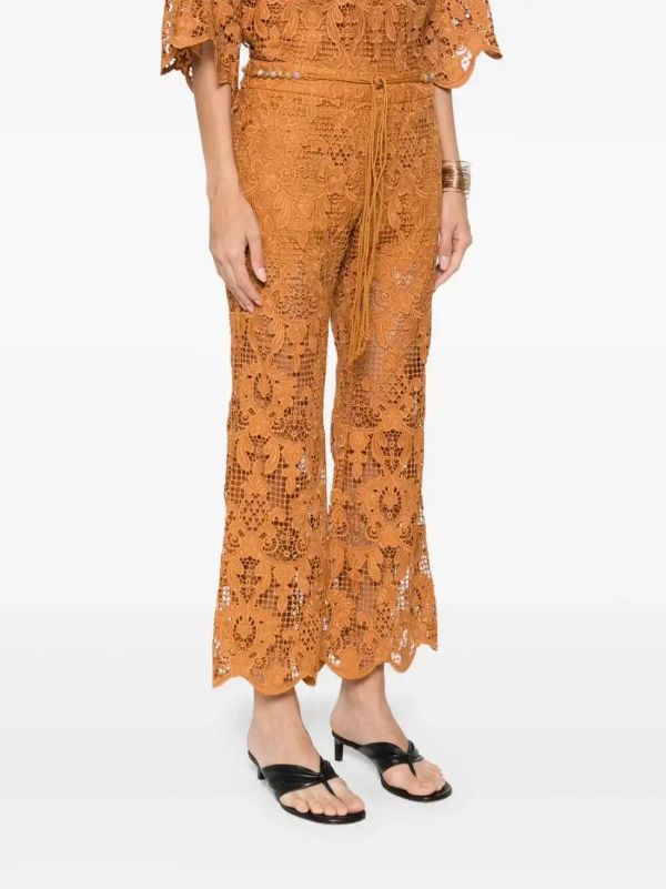 Browns ZIMMERMANN Coco Lace Flared Trousers | Browns Flared & Bell-Bottom Pants