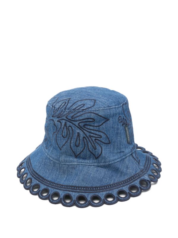 browns ZIMMERMANN embroidered denim bucket hat | Browns Hats