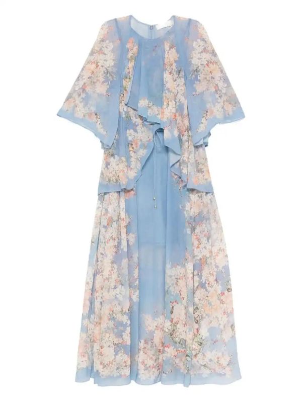 browns ZIMMERMANN floral-print ruffled dress | Browns Cocktail & Party Dresses