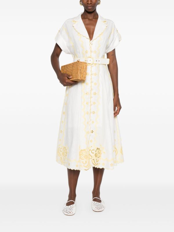 Browns ZIMMERMANN Lucky Embroidered Midi Dress | Browns Day Dresses