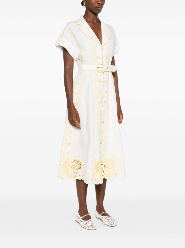 Browns ZIMMERMANN Lucky Embroidered Midi Dress | Browns Day Dresses