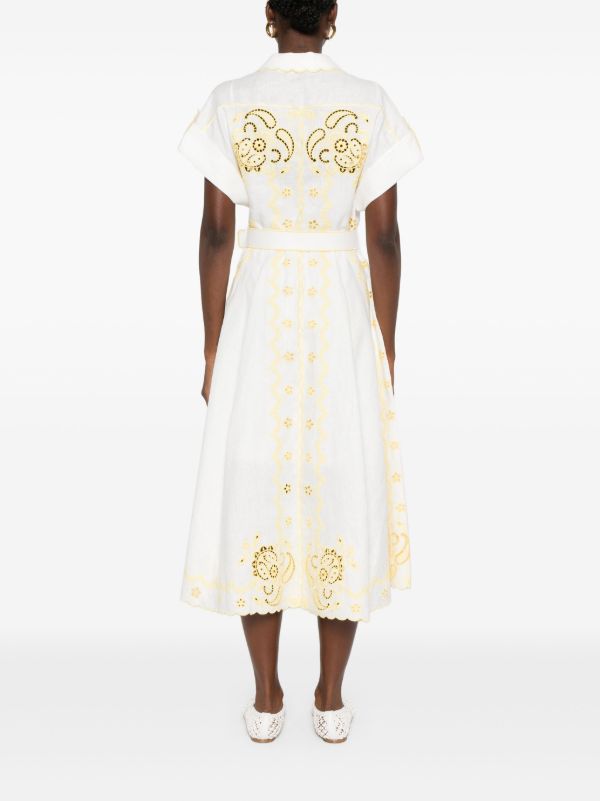 Browns ZIMMERMANN Lucky Embroidered Midi Dress | Browns Day Dresses