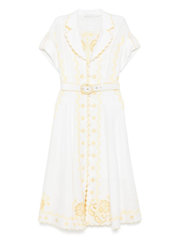 browns ZIMMERMANN Lucky Embroidered midi dress | Browns Day Dresses