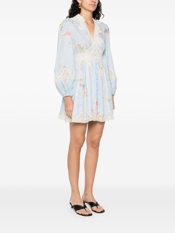 Browns ZIMMERMANN Lucky Lace Plunge Mini Dress | Browns Day Dresses