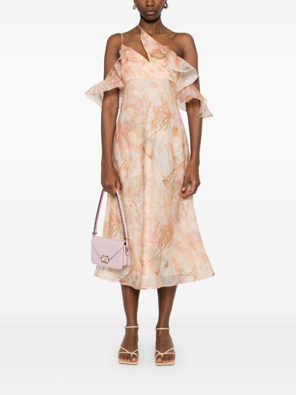 Browns ZIMMERMANN Neutrals Illuminate Flutter Slip Dress | Browns Cocktail & Party Dresses