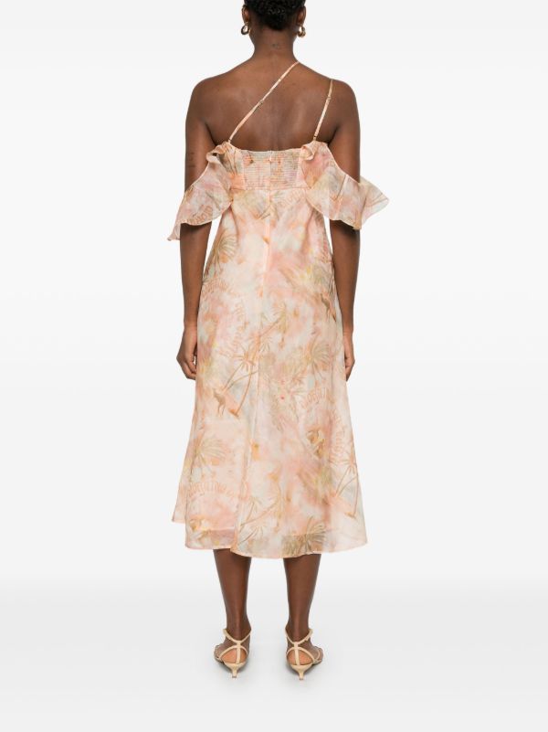 Browns ZIMMERMANN Neutrals Illuminate Flutter Slip Dress | Browns Cocktail & Party Dresses