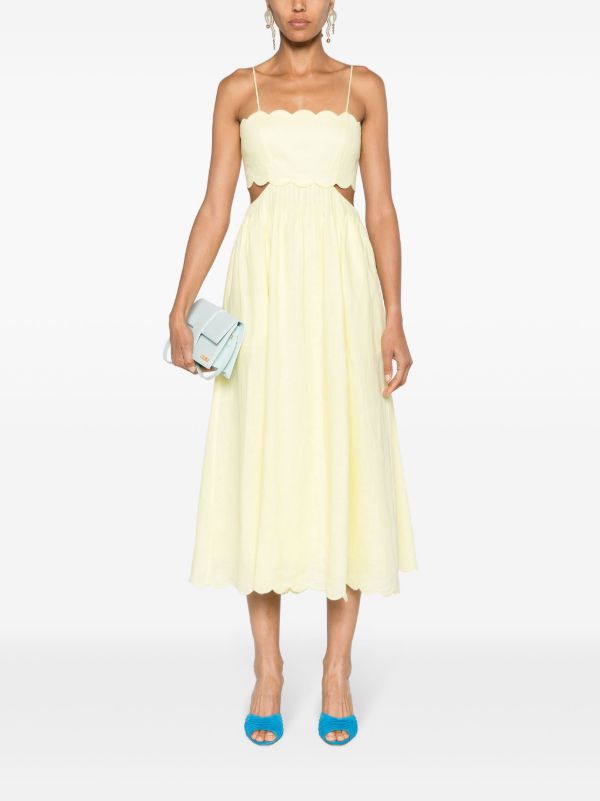 Browns ZIMMERMANN Pale Yellow Cut-Out Sides Linen Maxi Dress | Browns Day Dresses