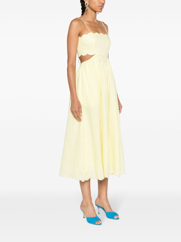 Browns ZIMMERMANN Pale Yellow Cut-Out Sides Linen Maxi Dress | Browns Day Dresses