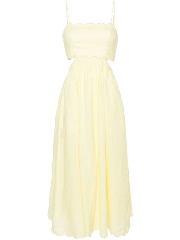 browns ZIMMERMANN Pale Yellow Cut-Out Sides Linen Maxi Dress | Browns Day Dresses
