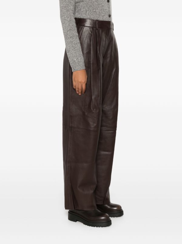 Browns ZIMMERMANN Wide-leg Leather Trousers | Browns Straight-Leg Pants