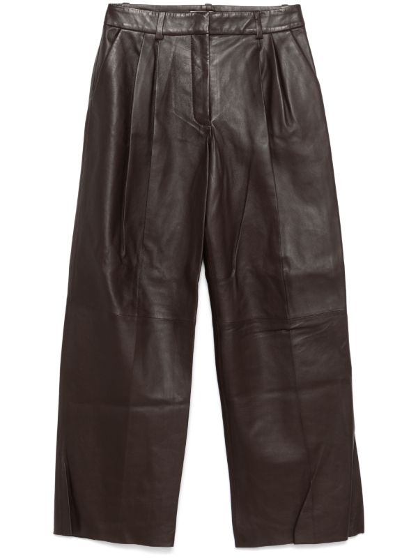 browns ZIMMERMANN wide-leg leather trousers | Browns Straight-Leg Pants