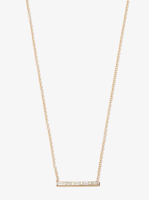 browns Zoë Chicco 14K Yellow Gold Baguette Five Diamond Bar Necklace | Browns Fine Necklaces