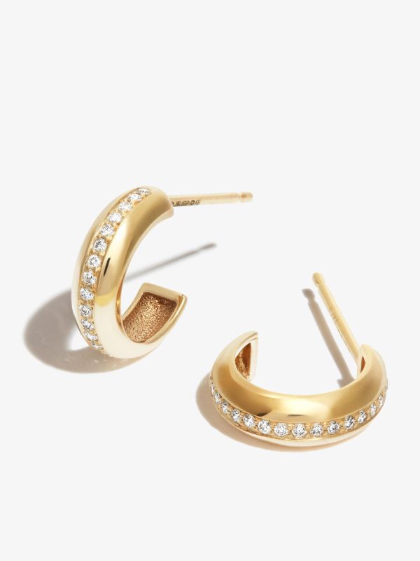 Browns Zoë Chicco 14K Yellow Gold Chubby Diamond Huggie Hoop Earrings | Browns Fine Earrings