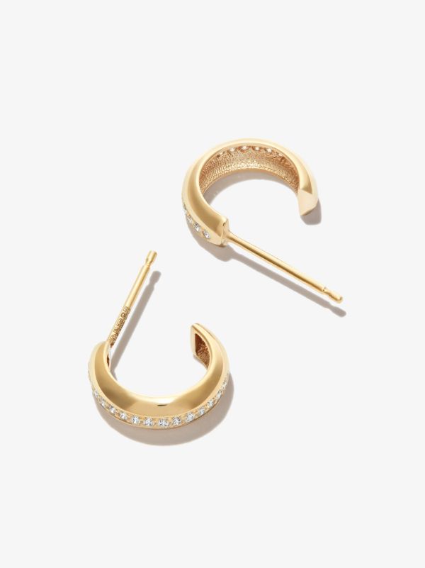 Browns Zoë Chicco 14K Yellow Gold Chubby Diamond Huggie Hoop Earrings | Browns Fine Earrings