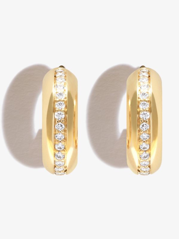 browns Zoë Chicco 14K yellow gold chubby diamond huggie hoop earrings | Browns Fine Earrings