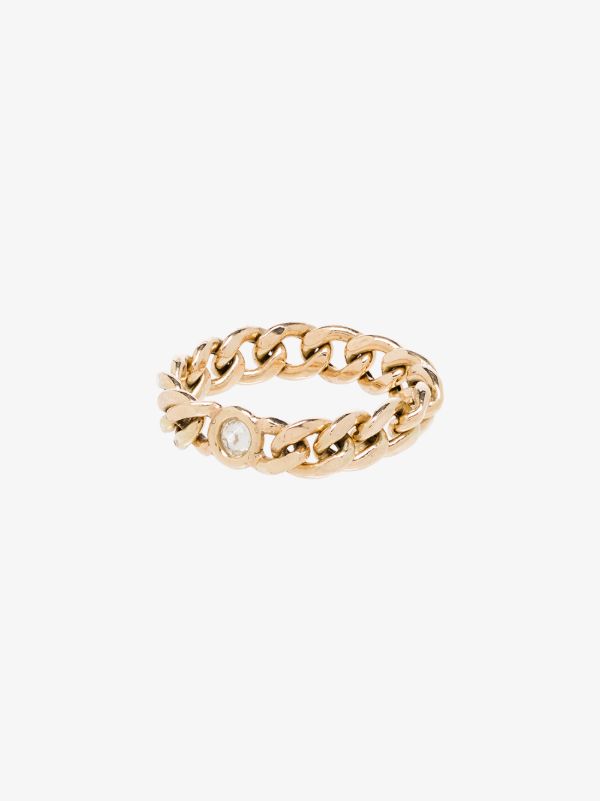 browns Zoë Chicco 14K yellow gold medium curb chain diamond ring | Browns Fine Rings