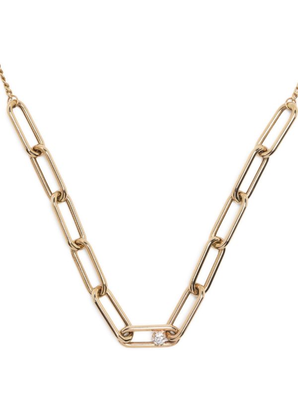 browns Zoë Chicco 14K Yellow Gold Paperclip Diamond Necklace | Browns Fine Necklaces