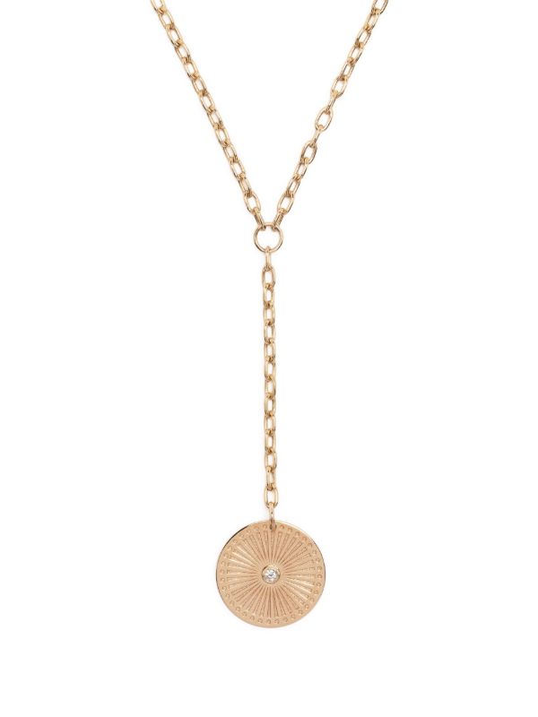browns Zoë Chicco 14K Yellow Gold Small Sunbeam Medallion Diamond Necklace | Browns Fine Necklaces