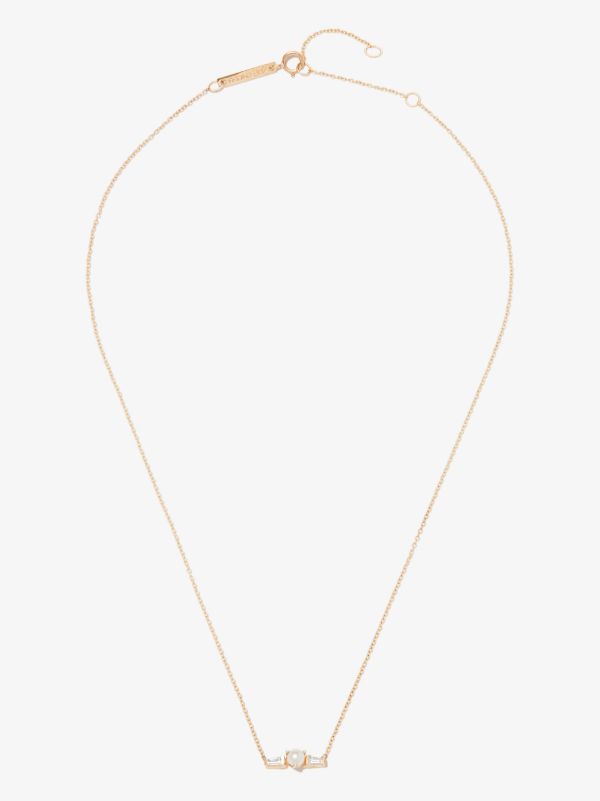 Browns Zoë Chicco 14K Yellow Gold Tapered Diamond And Pearl Necklace | Browns Fine Necklaces