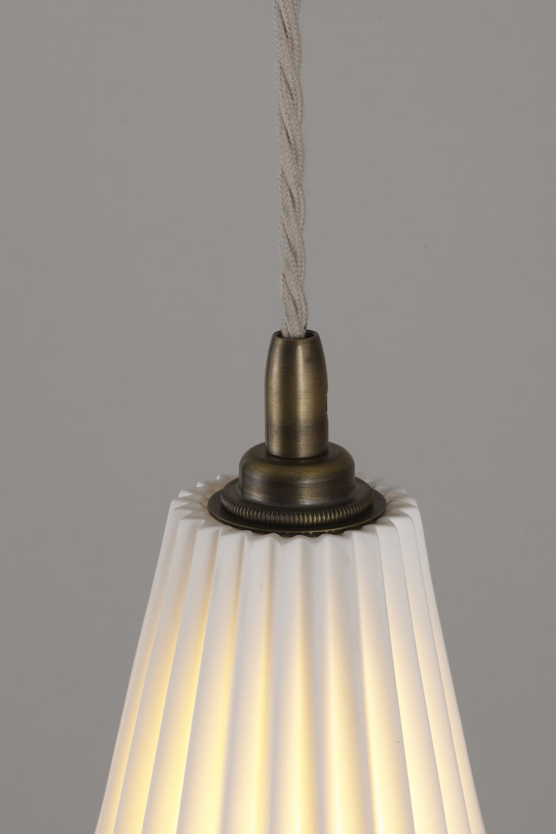 Btc Antique Brass Pleat Pendant Natural White
