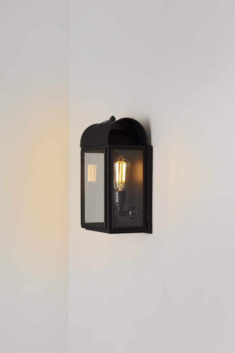 Btc Domed Box Wall Light Weathered Brass / Clear