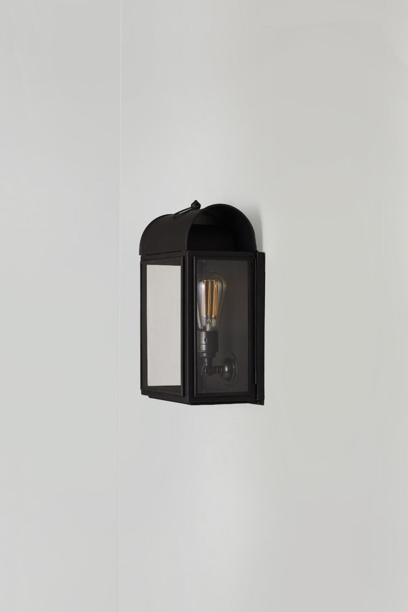 btc Domed Box Wall Light Weathered Brass / Clear